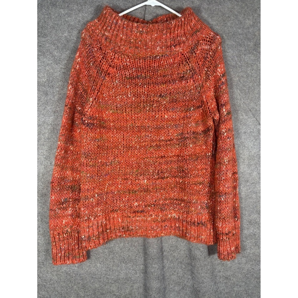 Moth Anthropologie Orange Alpaca Wool Silk Funnel Neck Sweater Medium Italy
